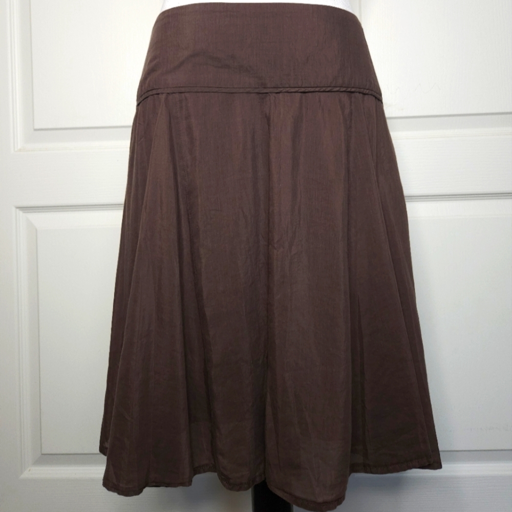HP!! White House Black Market Brown Cotton/Silk Skirt